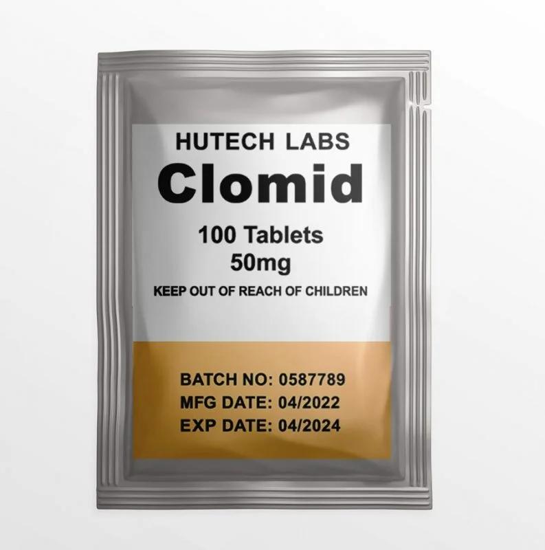 Clomid 50 Clomiphene citrate for post cycle therapy, Hutech Labs tablets, 100 pills x 50 mg